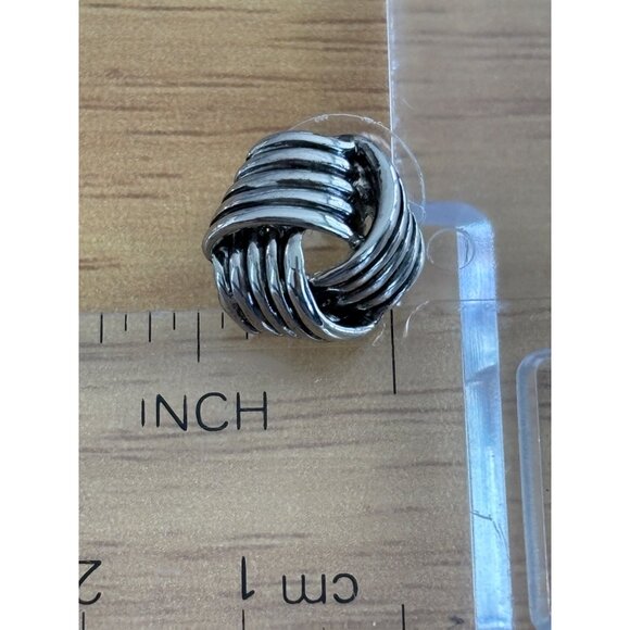 Silver-Tone Knot Design Stud Earrings For Women - Picture 3 of 4